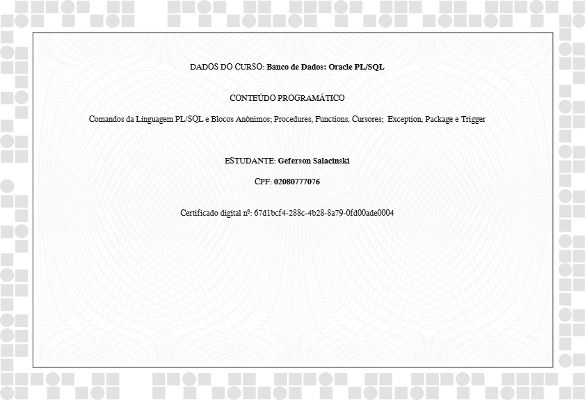 Banco de Dados Oracle PL SQL 2